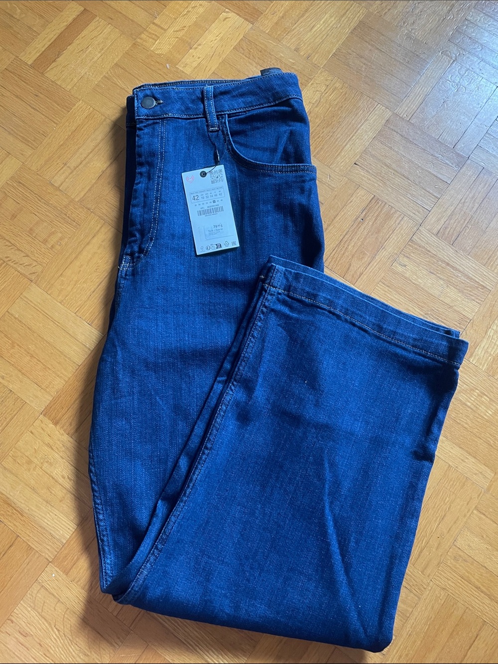NWT Zara dark blue wide leg jeans